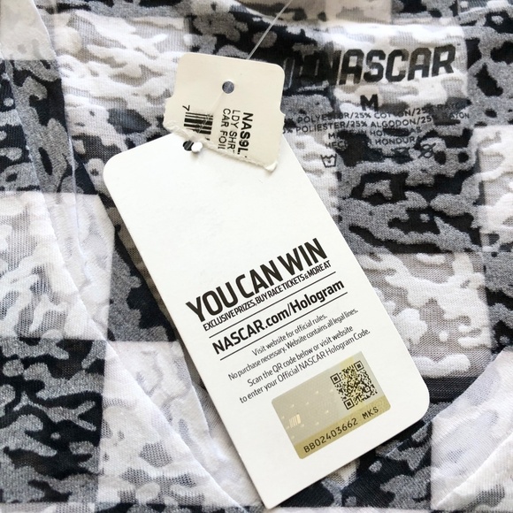 Nascar, Black and White Checkered, Racing T-Shirt, Womens, Size M, New With Tags - Picture 12 of 13